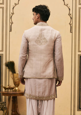 Light brown textured tussar bundi set