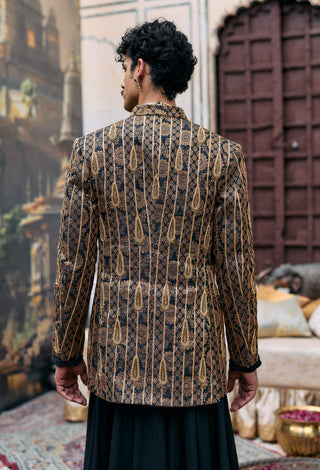 Black hiranmaya angrakha and jacket set