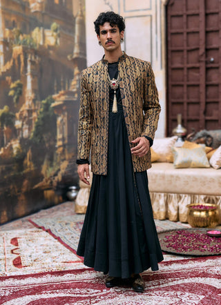 Black hiranmaya angrakha and jacket set