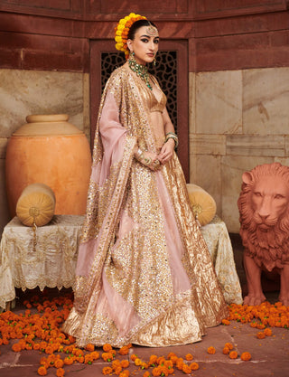 Savrna Aayna Gold Lehenga Set by Itrh available on Indiaspopup.com