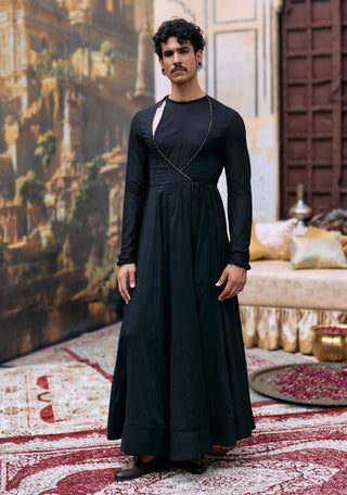 Black hiranmaya angrakha and jacket set