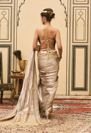 Swarnima rose gold metal sari set