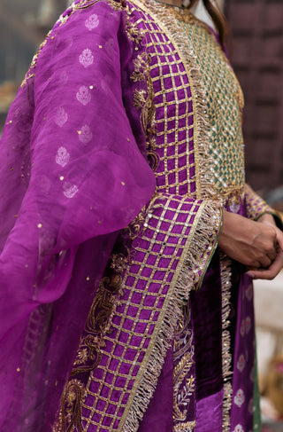 Magenta and olive kamandalu kurta set
