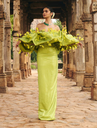 Aranya Green Volume Gown by Itrh available on Indiaspopup