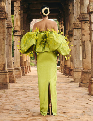 Aranya Green Volume Gown by Itrh available on Indiaspopup