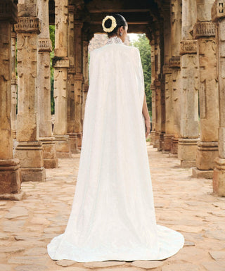 Soma cascade silver stone dress and white cape