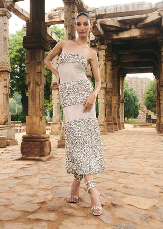 Itrh Chandi Silver Panelled Dress available on indiaspopup