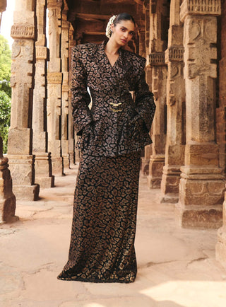 Itrh Jagara Leopard Blazer And Long Skirt available on indiaspopup