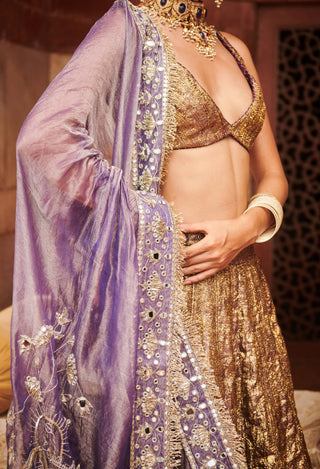 Krishna Kumud Lampi Lehenga Set by Itrh available on Indiaspopup.com