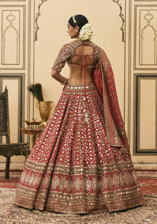 Heirloom pink bandhej bridal lehenga set