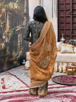 Black and rust samidha kurta set