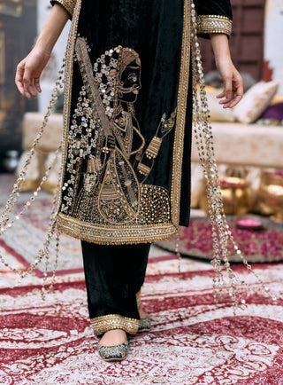 Black maharani kurta set