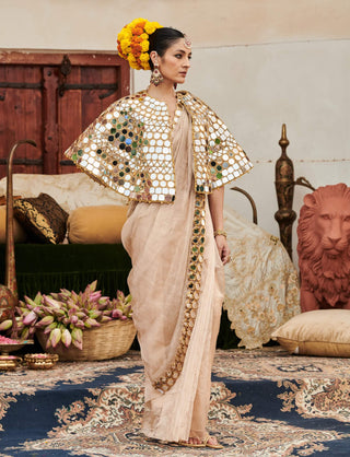 Mradul Aayna Mirror Cape And Sari by Itrh available on Indiaspopup.com