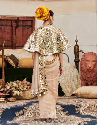 Mradul Aayna Mirror Cape And Sari by Itrh available on Indiaspopup.com