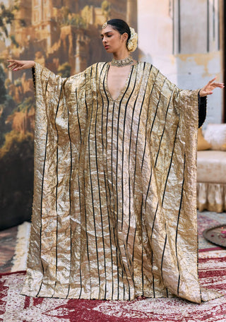 Gold gota and black kiritika kaftan