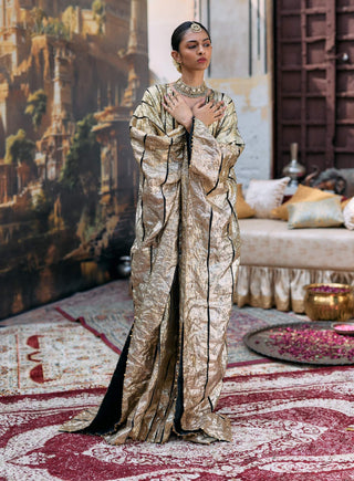 Gold gota and black kiritika kaftan
