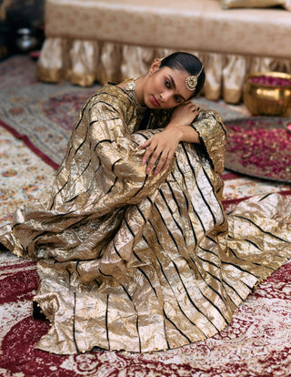 Gold gota and black kiritika kaftan