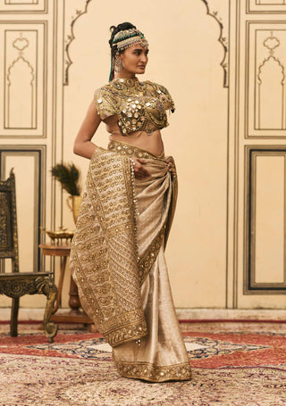 Tamra bronze gold metal sari set