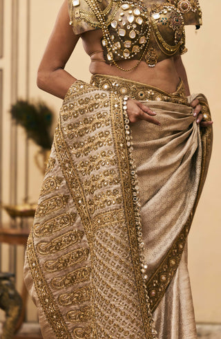 Tamra bronze gold metal sari set