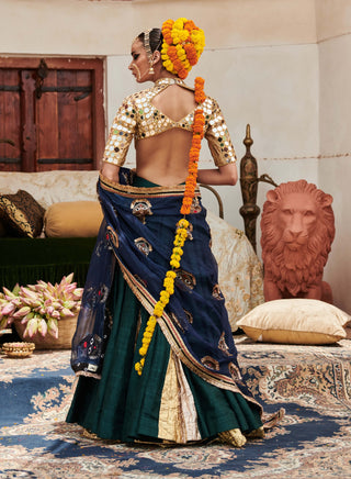 Zamurd Green Lehenga Set by Itrh available on Indiaspopup.com