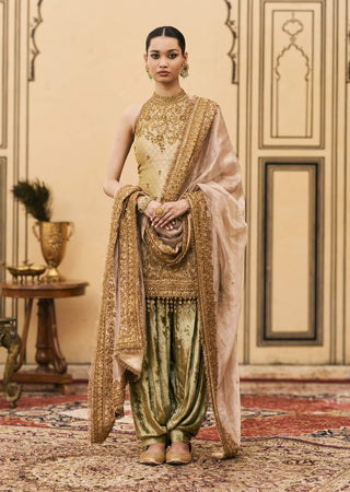 Hari velvet halter farshi set