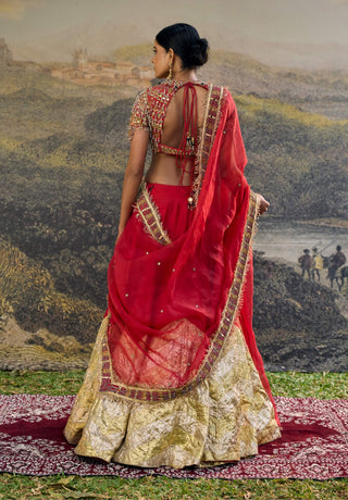 Lalima jadau red lehenga set