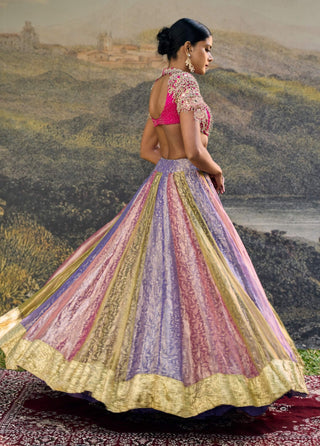 Aarna pink purple green lehenga set