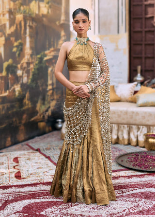 Bronze mandira lehenga set