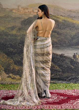 Avyra ivory gray sari and blouse