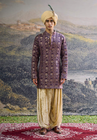 Baijanti purple ivory brocade kurta and salwar