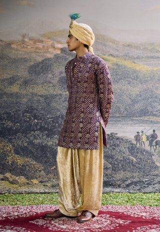 Baijanti purple ivory brocade kurta and salwar
