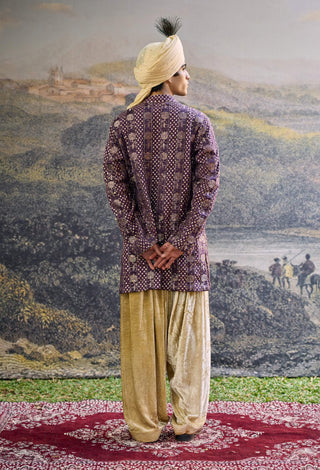 Baijanti purple ivory brocade kurta and salwar