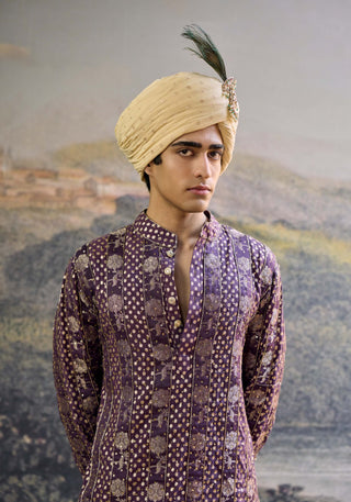 Baijanti purple ivory brocade kurta and salwar