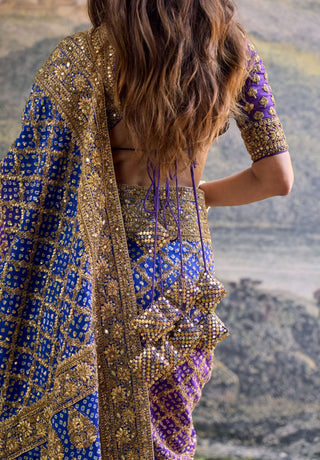 Advay purple blue ombre sari and blouse