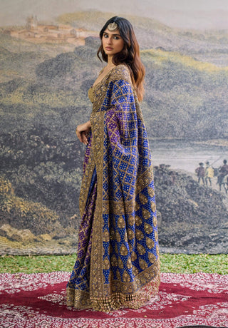 Advay purple blue ombre sari and blouse