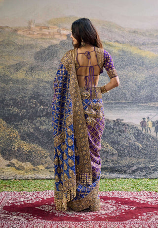 Advay purple blue ombre sari and blouse