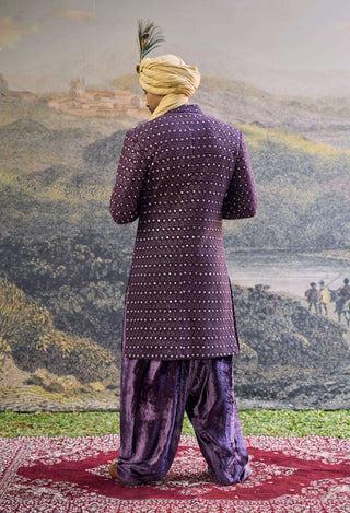 Rajtoran purple sherwani and pants