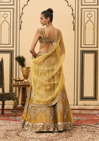 Mustard necklace jewel bridal lehenga set