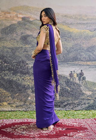 Ruhani purple draped sari and blouse
