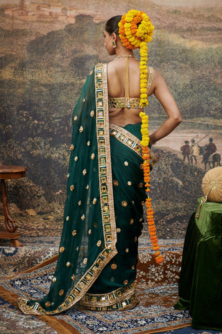 Pallavita Green Gold Sari And Blouse by Itrh available on Indiaspopup.com