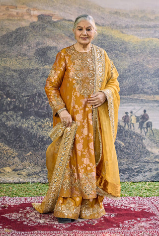 Sunehri mustard zari sharara set