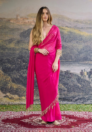 Aarika fuchsia pink sari and blouse