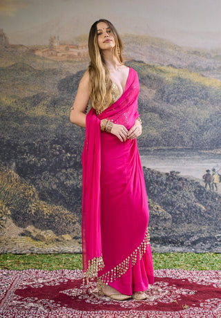 Aarika fuchsia pink sari and blouse