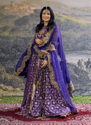 Vasundhara purple anarkali set