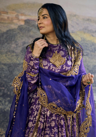 Vasundhara purple anarkali set