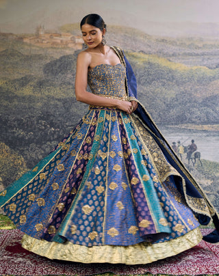 Neelratna blue brocade lehenga set