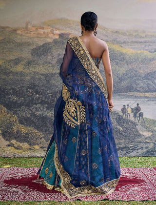 Neelratna blue brocade lehenga set