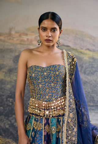 Neelratna blue brocade lehenga set