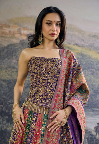 Rang mahal multicolor jamewar lehenga set