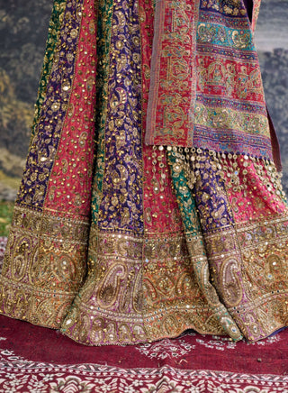 Rang mahal multicolor jamewar lehenga set